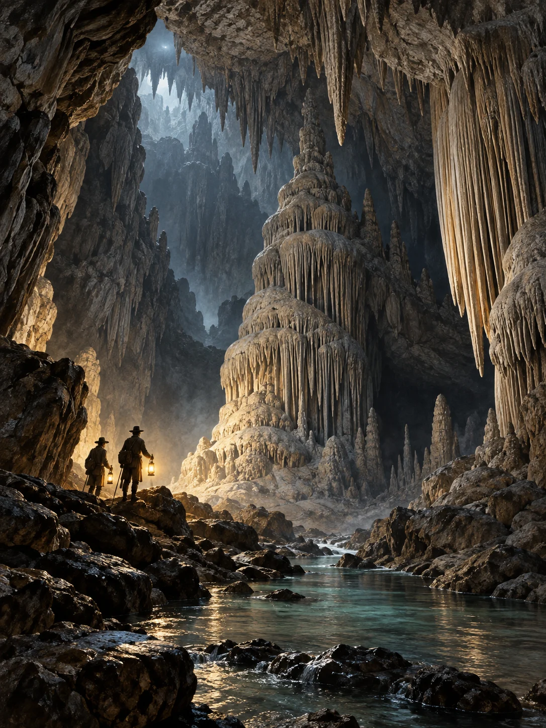 Ilustración editorial de Viaje a la caverna de Cacahuamilpa